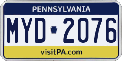 PA license plate MYD2076