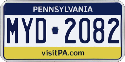 PA license plate MYD2082