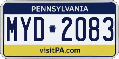 PA license plate MYD2083