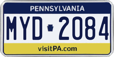 PA license plate MYD2084