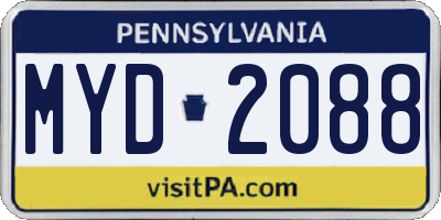PA license plate MYD2088