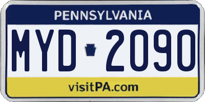 PA license plate MYD2090