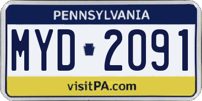 PA license plate MYD2091