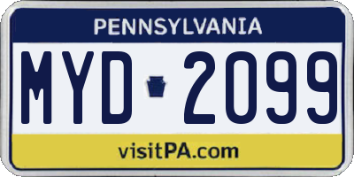 PA license plate MYD2099