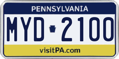 PA license plate MYD2100