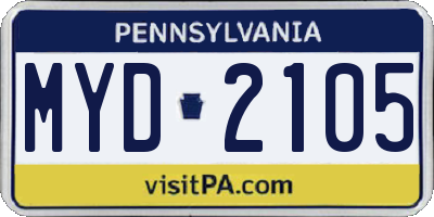 PA license plate MYD2105