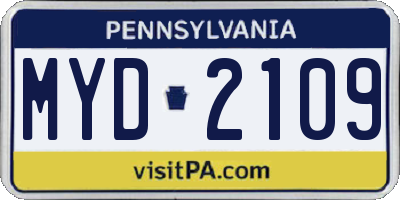 PA license plate MYD2109