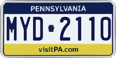 PA license plate MYD2110