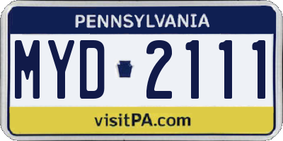 PA license plate MYD2111