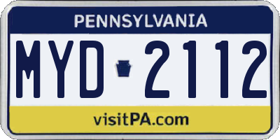PA license plate MYD2112