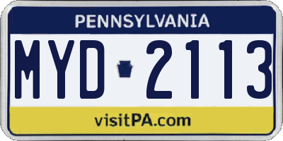 PA license plate MYD2113
