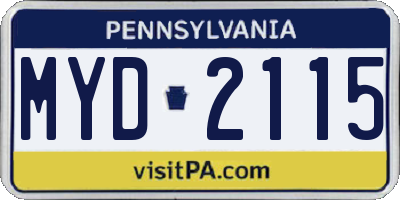 PA license plate MYD2115