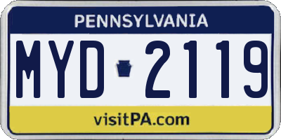 PA license plate MYD2119