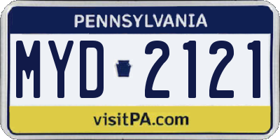 PA license plate MYD2121