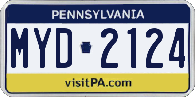 PA license plate MYD2124