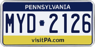 PA license plate MYD2126