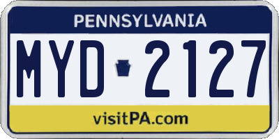 PA license plate MYD2127