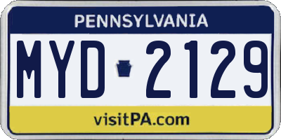PA license plate MYD2129