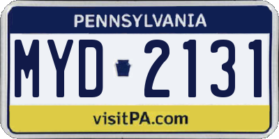 PA license plate MYD2131