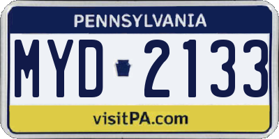 PA license plate MYD2133