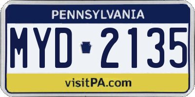 PA license plate MYD2135