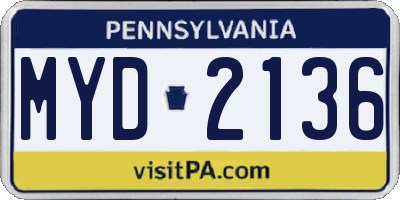 PA license plate MYD2136