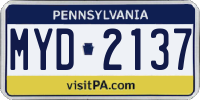 PA license plate MYD2137