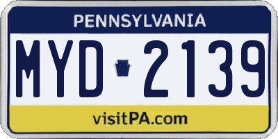 PA license plate MYD2139