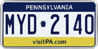 PA license plate MYD2140