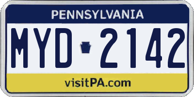 PA license plate MYD2142