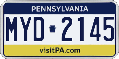 PA license plate MYD2145