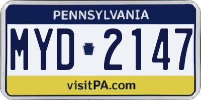 PA license plate MYD2147