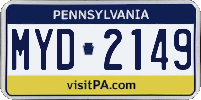 PA license plate MYD2149