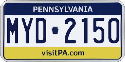 PA license plate MYD2150