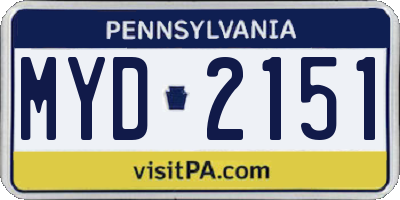 PA license plate MYD2151