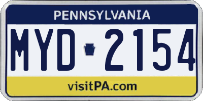 PA license plate MYD2154
