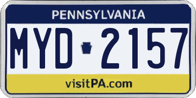 PA license plate MYD2157