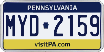 PA license plate MYD2159