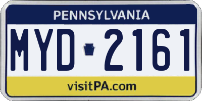 PA license plate MYD2161