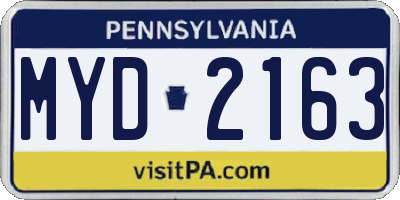 PA license plate MYD2163