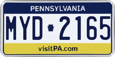 PA license plate MYD2165