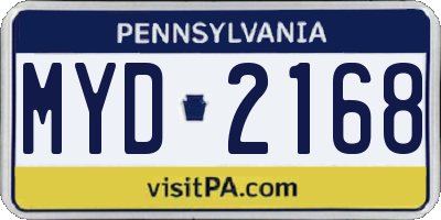 PA license plate MYD2168