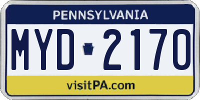 PA license plate MYD2170