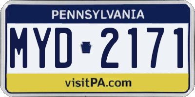 PA license plate MYD2171
