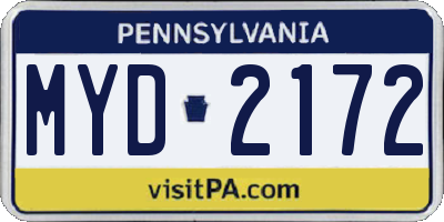 PA license plate MYD2172