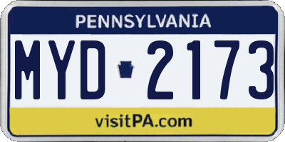 PA license plate MYD2173