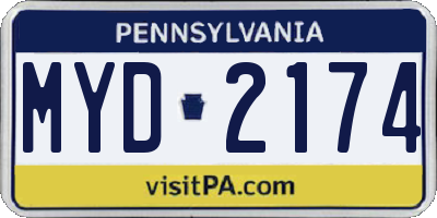PA license plate MYD2174