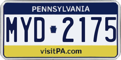 PA license plate MYD2175