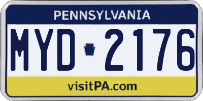 PA license plate MYD2176