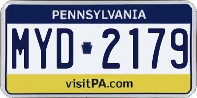 PA license plate MYD2179